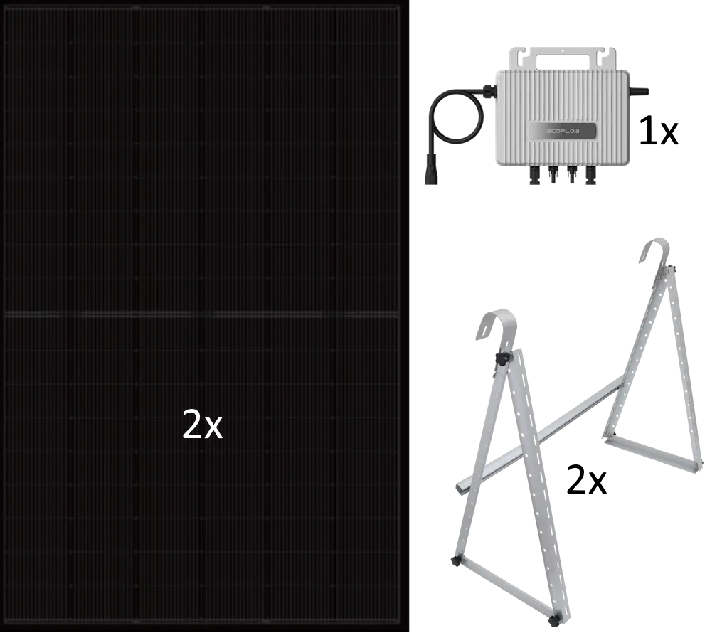 Balkonkraftwerk 900 Watt Komplettset mit Unterkonstruktion und Microwechselrichter